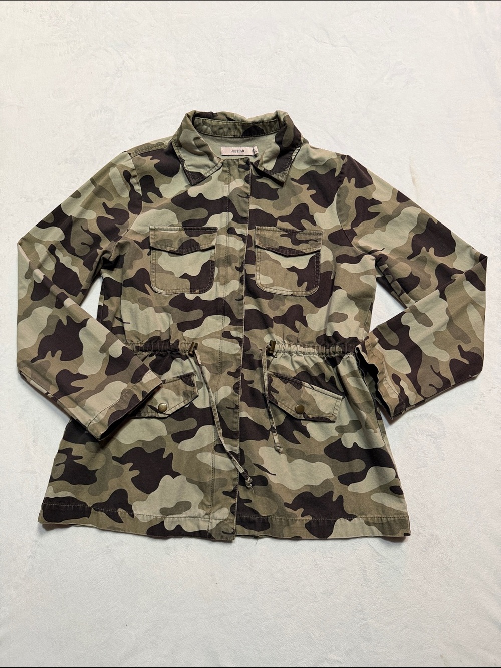 JustFab Women's Camouflage Utility Jacket - Green Camo